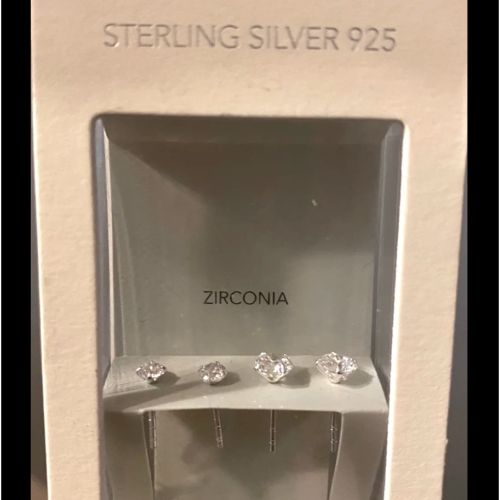 NWT Sterling Silver 925 Zirconia Earrings 2 Pair “I Am” Brand.